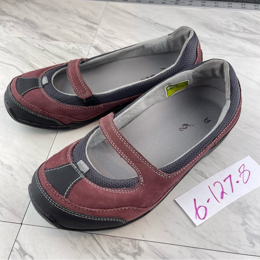 •Ahnu 2310MERL Womens Size 6 Burgundy/Black Mary Janes Sport Walking Shoes